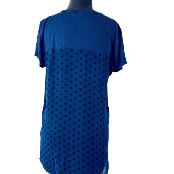 Navy and black mixed media polka dot top size small - Picture 3 of 8